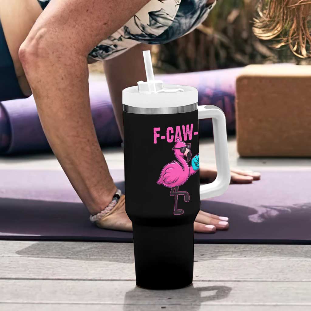 Funny F-Caw-F Flamingo Tumbler With Handle Adult Humor - Wonder Print Shop