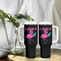 Funny F-Caw-F Flamingo Tumbler With Handle Adult Humor - Wonder Print Shop