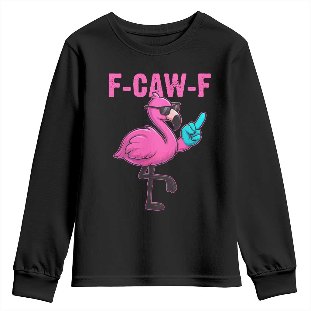 Funny F-Caw-F Flamingo Youth Sweatshirt Adult Humor - Wonder Print Shop