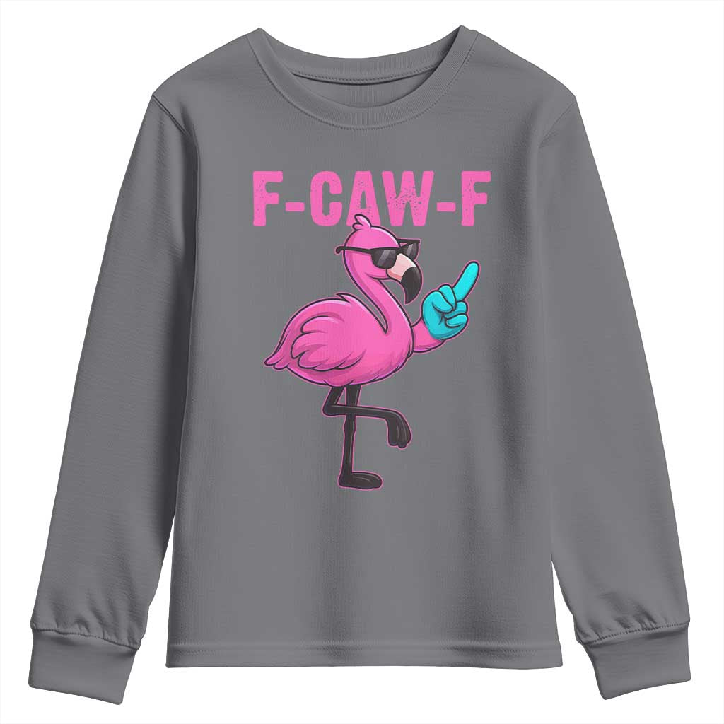 Funny F-Caw-F Flamingo Youth Sweatshirt Adult Humor - Wonder Print Shop