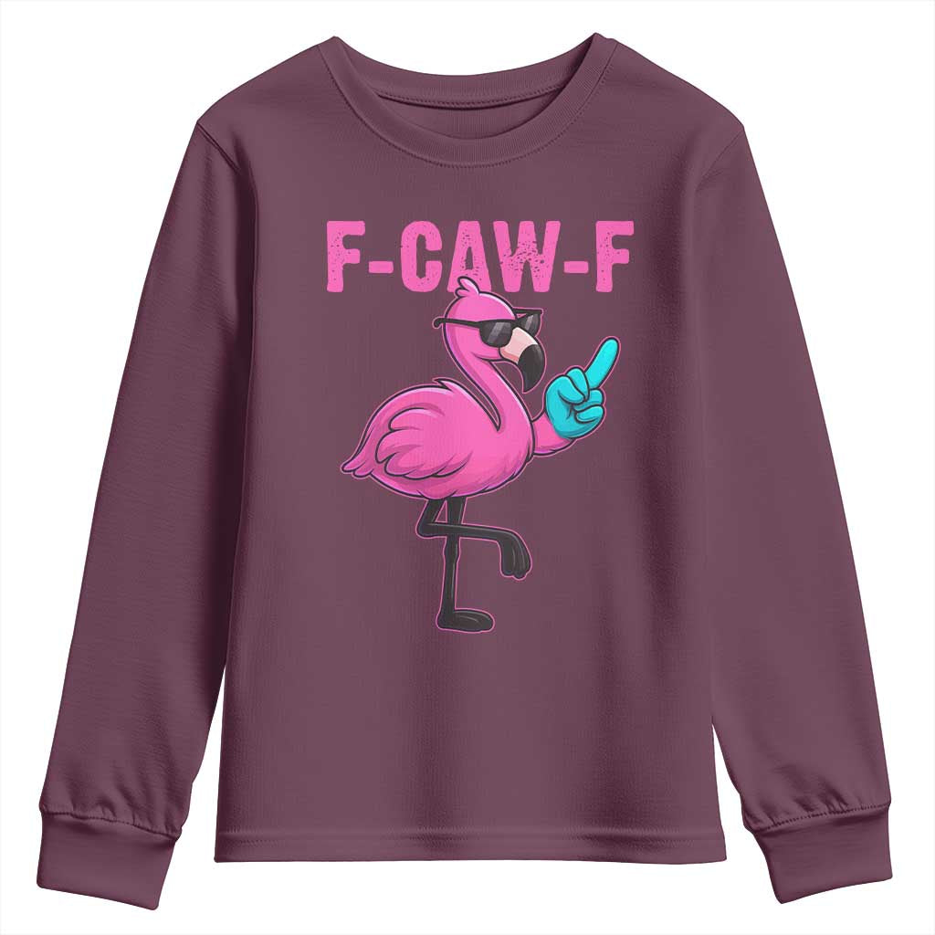 Funny F-Caw-F Flamingo Youth Sweatshirt Adult Humor - Wonder Print Shop
