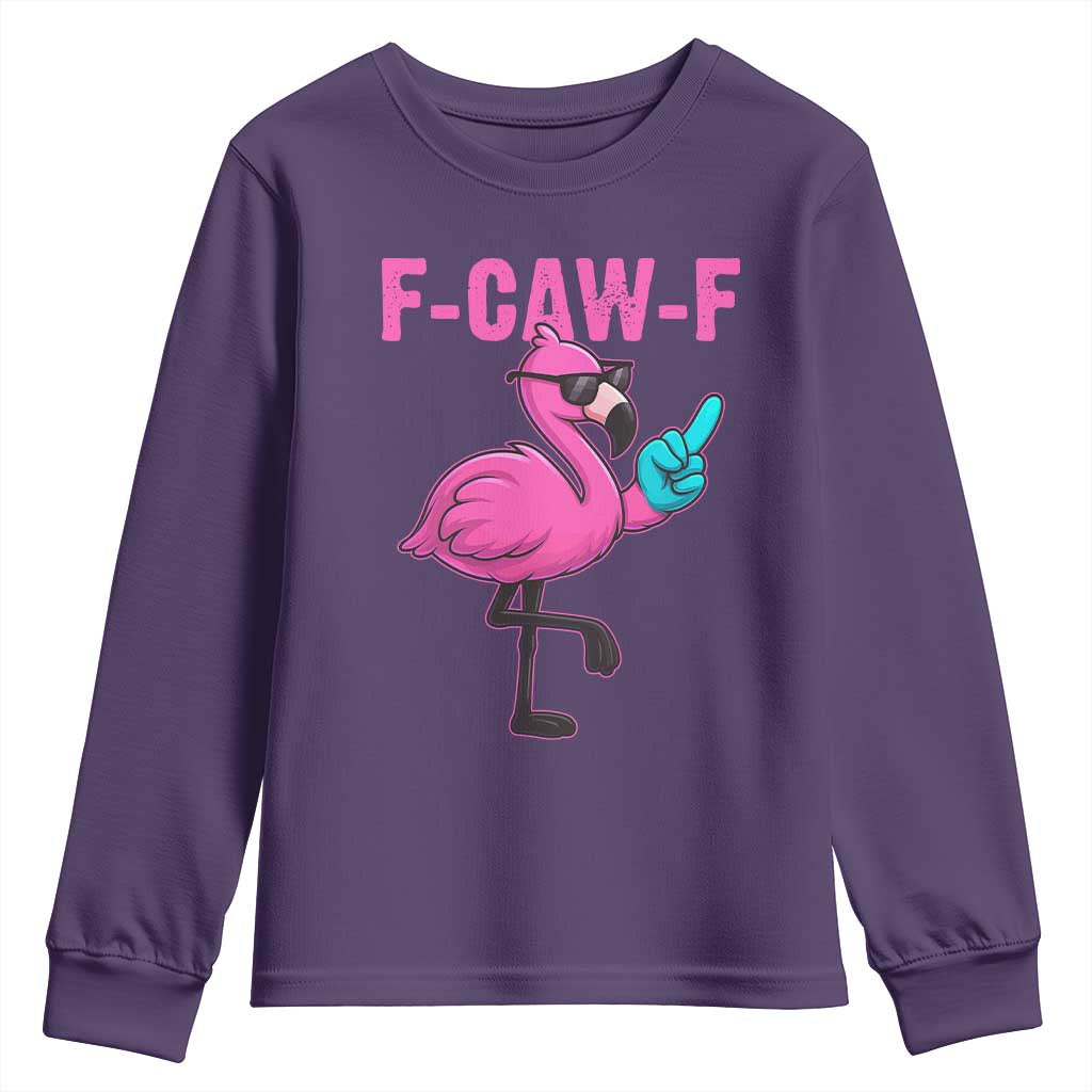 Funny F-Caw-F Flamingo Youth Sweatshirt Adult Humor - Wonder Print Shop