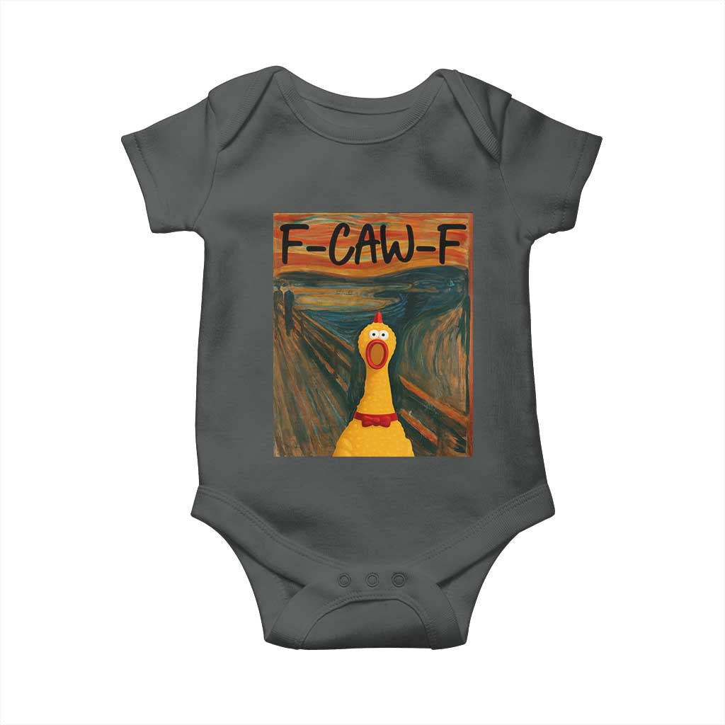F Caw F Screaming Chicken Baby Onesie Funny Fawk Off Meme - Wonder Print Shop