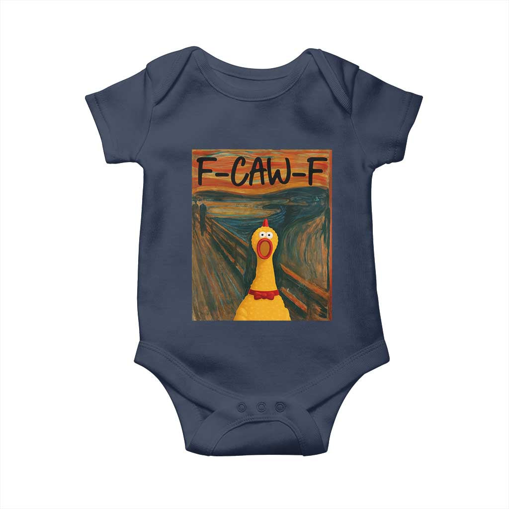 F Caw F Screaming Chicken Baby Onesie Funny Fawk Off Meme - Wonder Print Shop