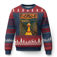 F Caw F Screaming Chicken Ugly Christmas Sweater Funny Fawk Off Meme - Wonder Print Shop