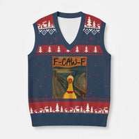 F Caw F Screaming Chicken V-Neck Knit Sweater Vest Funny Fawk Off Meme - Wonder Print Shop