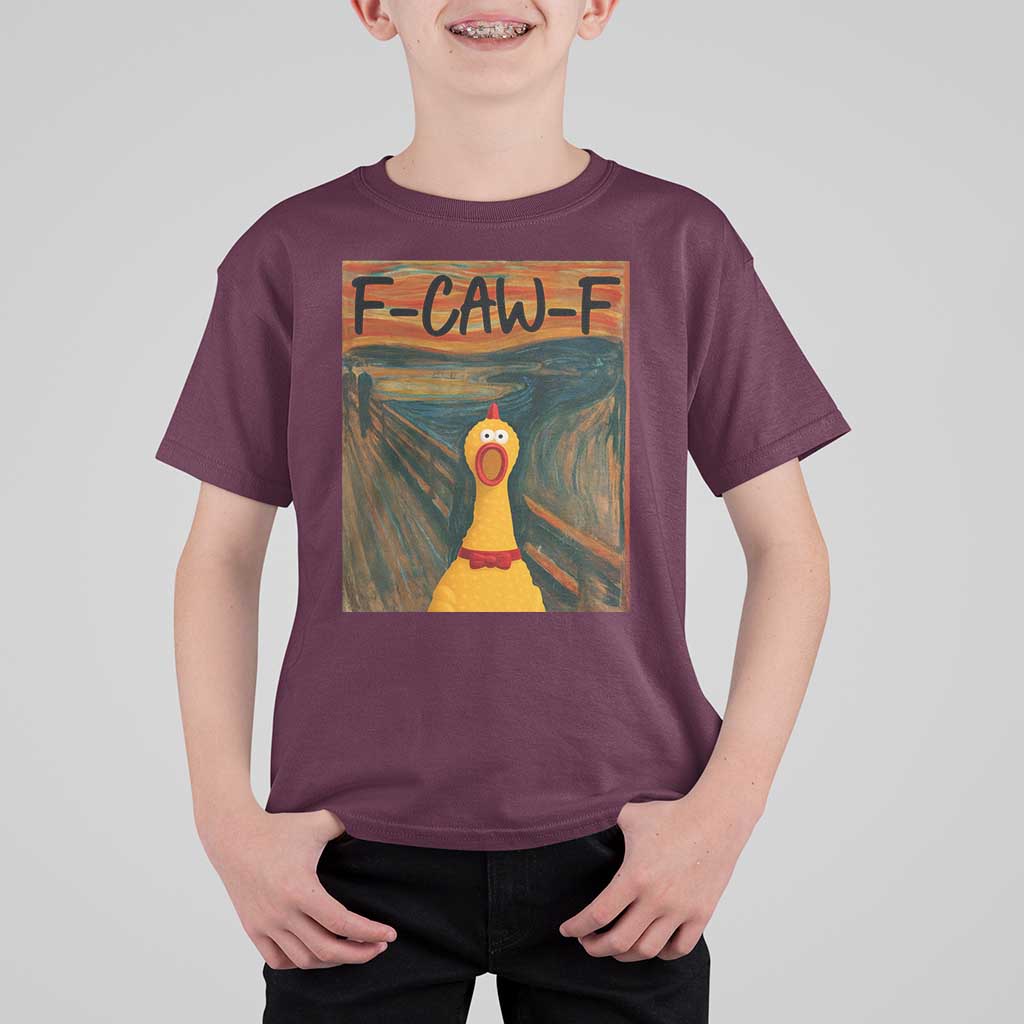 F Caw F Screaming Chicken T Shirt For Kid Funny Fawk Off Meme - Wonder Print Shop