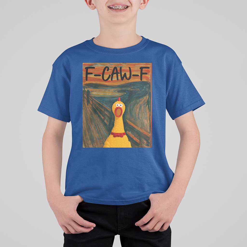 F Caw F Screaming Chicken T Shirt For Kid Funny Fawk Off Meme - Wonder Print Shop