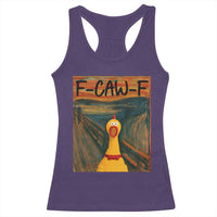 F Caw F Screaming Chicken Racerback Tank Top Funny Fawk Off Meme - Wonder Print Shop
