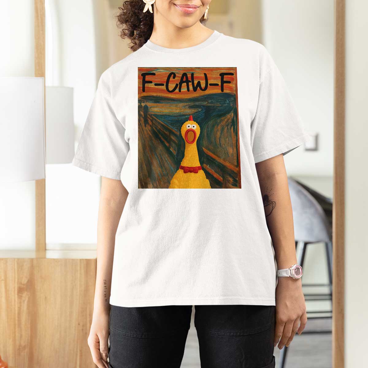 F Caw F Screaming Chicken T Shirt For Women Funny Fawk Off Meme - Wonder Print Shop