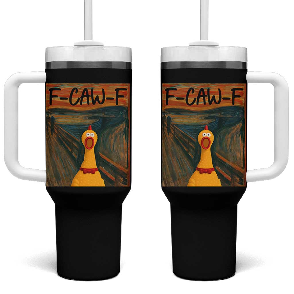 F Caw F Screaming Chicken Tumbler With Handle Funny Fawk Off Meme - Wonder Print Shop
