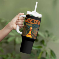 F Caw F Screaming Chicken Tumbler With Handle Funny Fawk Off Meme - Wonder Print Shop