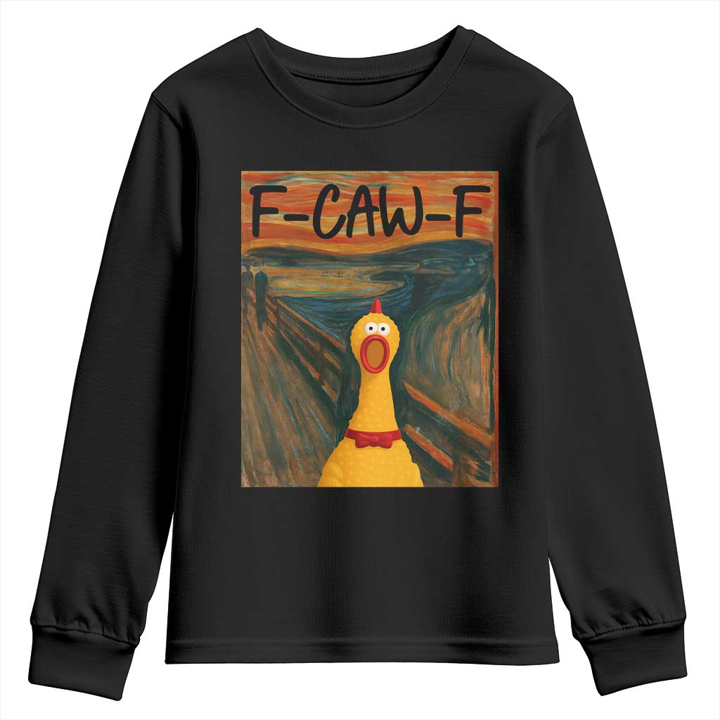 F Caw F Screaming Chicken Youth Sweatshirt Funny Fawk Off Meme - Wonder Print Shop