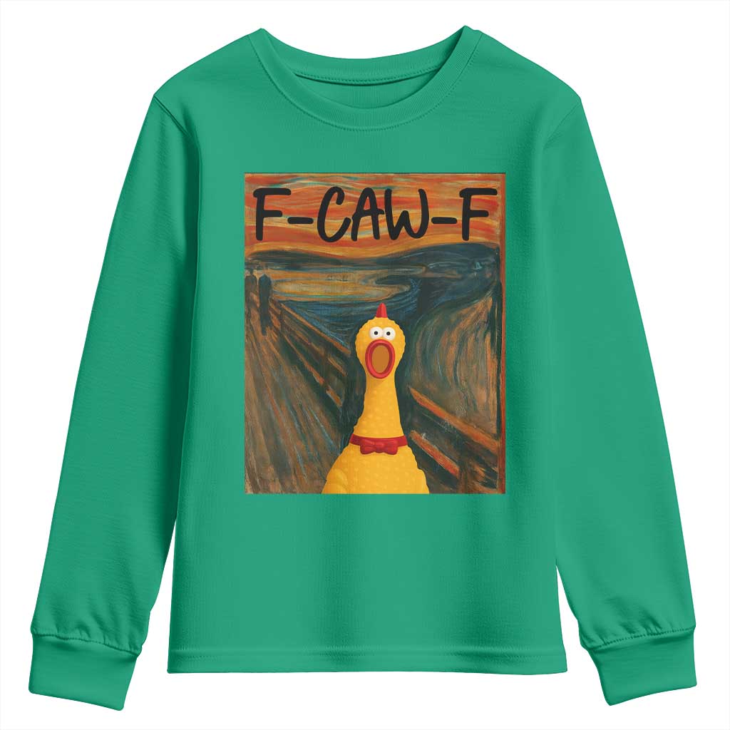 F Caw F Screaming Chicken Youth Sweatshirt Funny Fawk Off Meme - Wonder Print Shop