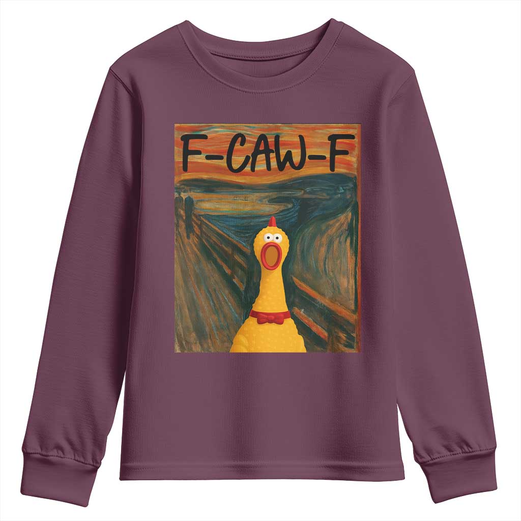 F Caw F Screaming Chicken Youth Sweatshirt Funny Fawk Off Meme - Wonder Print Shop