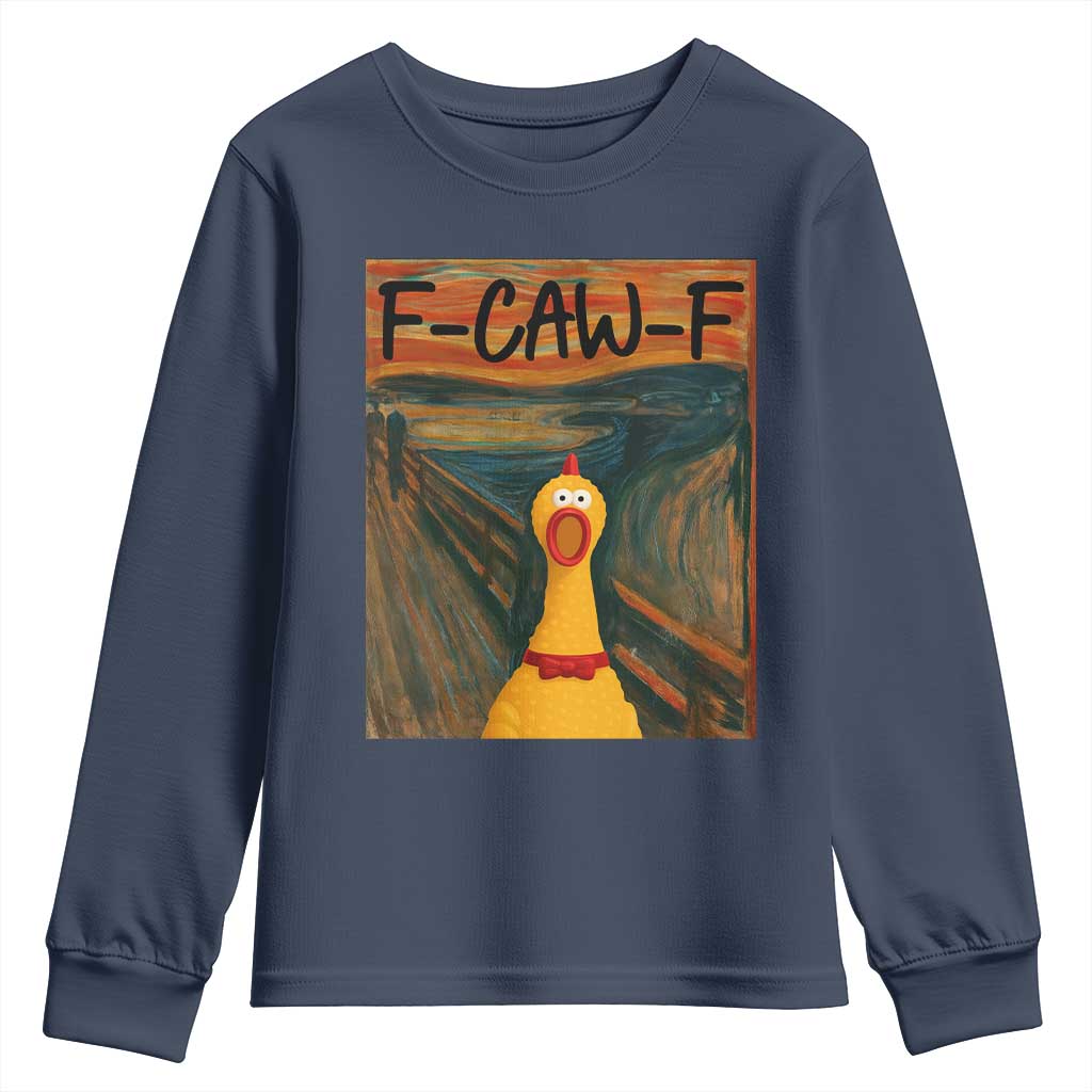 F Caw F Screaming Chicken Youth Sweatshirt Funny Fawk Off Meme - Wonder Print Shop