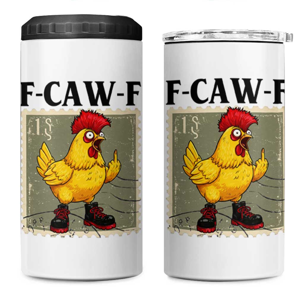 F Caw F Screaming Chicken 4 in 1 Can Cooler Tumbler Metal Heavy Punk Rock Music - Wonder Print Shop