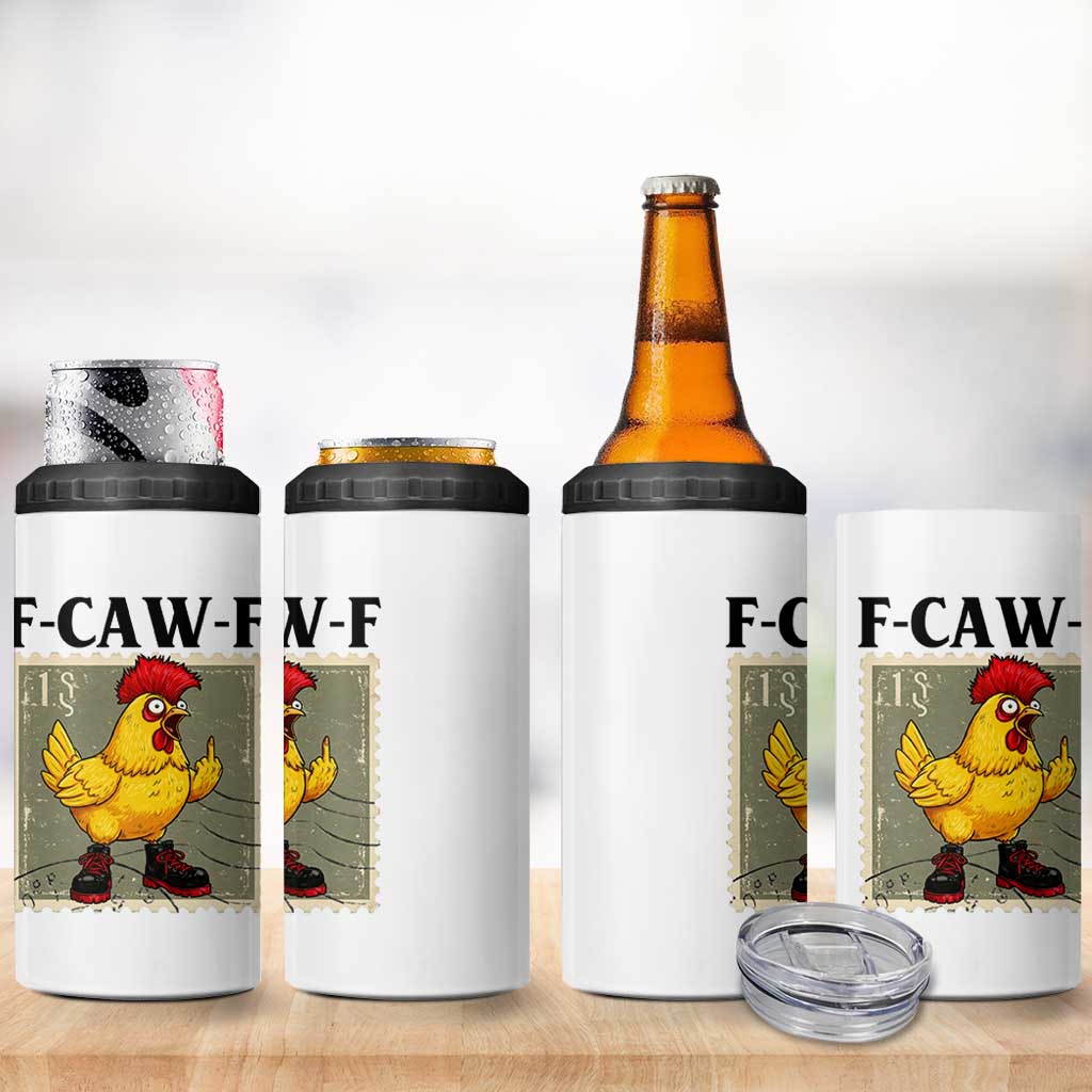 F Caw F Screaming Chicken 4 in 1 Can Cooler Tumbler Metal Heavy Punk Rock Music - Wonder Print Shop