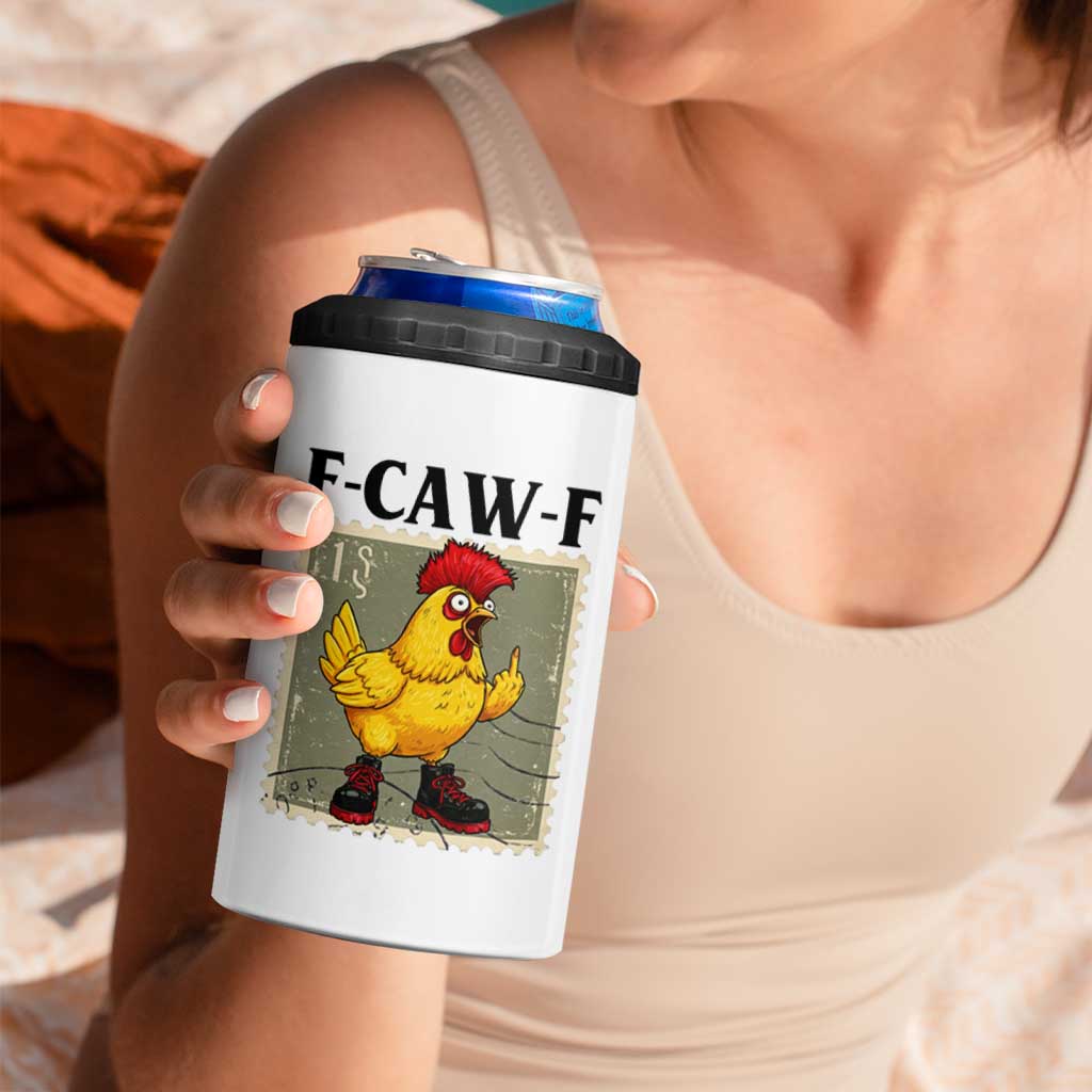 F Caw F Screaming Chicken 4 in 1 Can Cooler Tumbler Metal Heavy Punk Rock Music - Wonder Print Shop