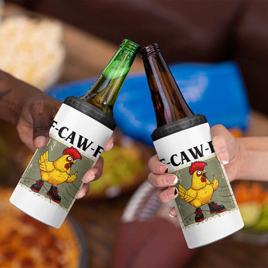 F Caw F Screaming Chicken 4 in 1 Can Cooler Tumbler Metal Heavy Punk Rock Music - Wonder Print Shop