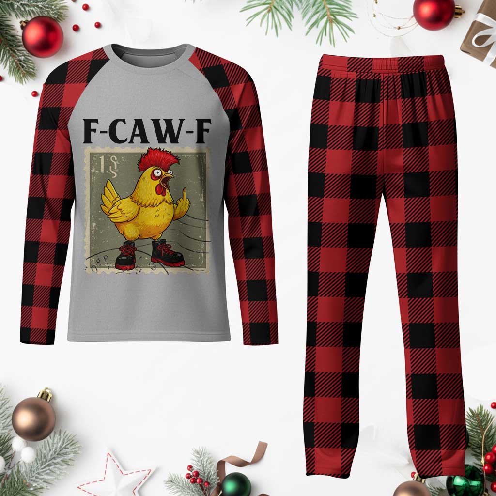 F Caw F Screaming Chicken Plaid Pajama Set Metal Heavy Punk Rock Music - Wonder Print Shop