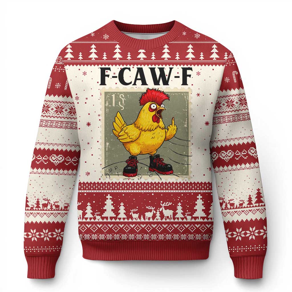 F Caw F Screaming Chicken Ugly Christmas Sweater Metal Heavy Punk Rock Music - Wonder Print Shop
