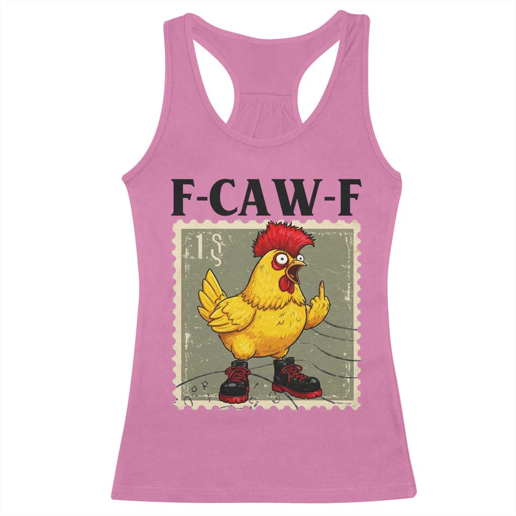 F Caw F Screaming Chicken Racerback Tank Top Metal Heavy Punk Rock Music - Wonder Print Shop