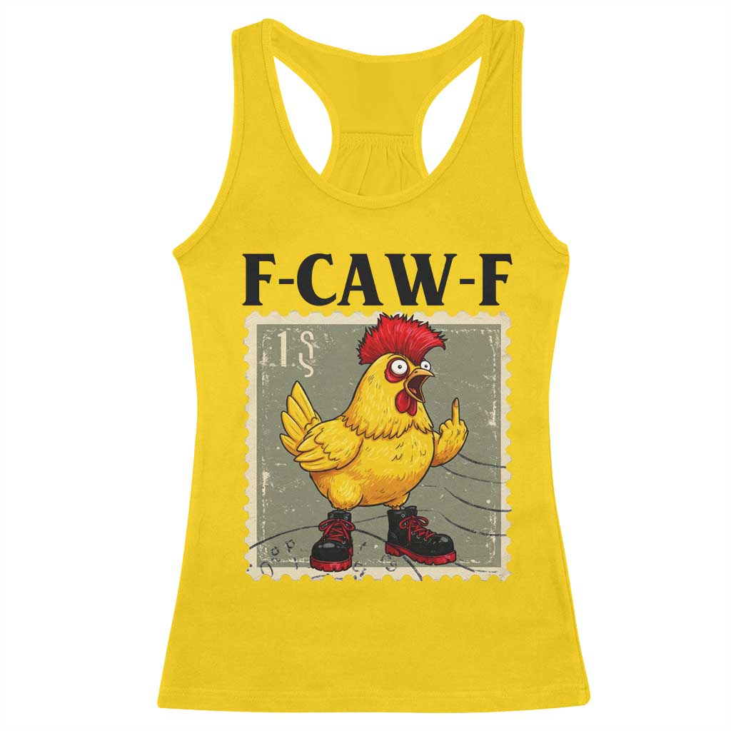 F Caw F Screaming Chicken Racerback Tank Top Metal Heavy Punk Rock Music - Wonder Print Shop
