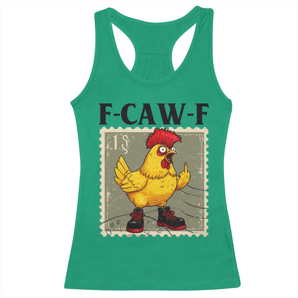 F Caw F Screaming Chicken Racerback Tank Top Metal Heavy Punk Rock Music - Wonder Print Shop