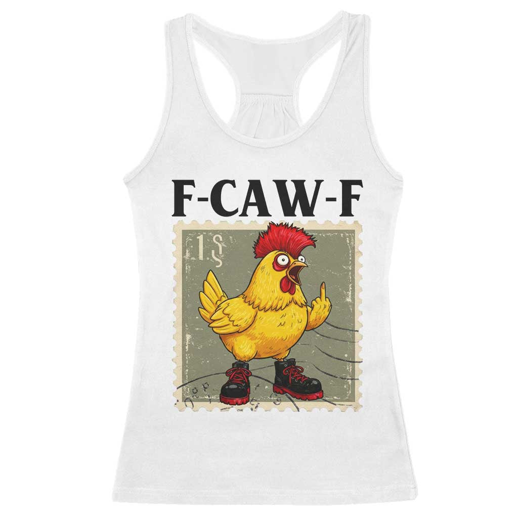 F Caw F Screaming Chicken Racerback Tank Top Metal Heavy Punk Rock Music - Wonder Print Shop