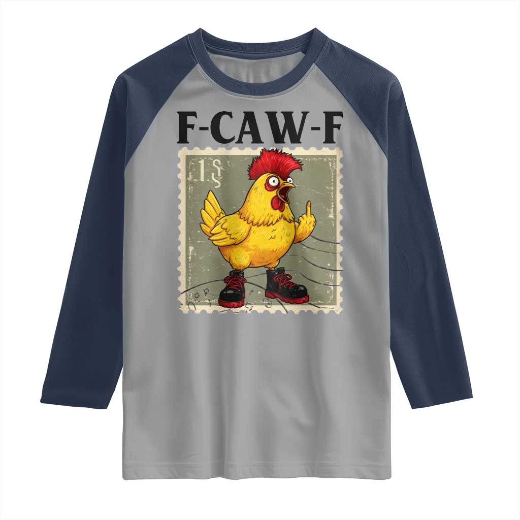 F Caw F Screaming Chicken Raglan Shirt Metal Heavy Punk Rock Music - Wonder Print Shop