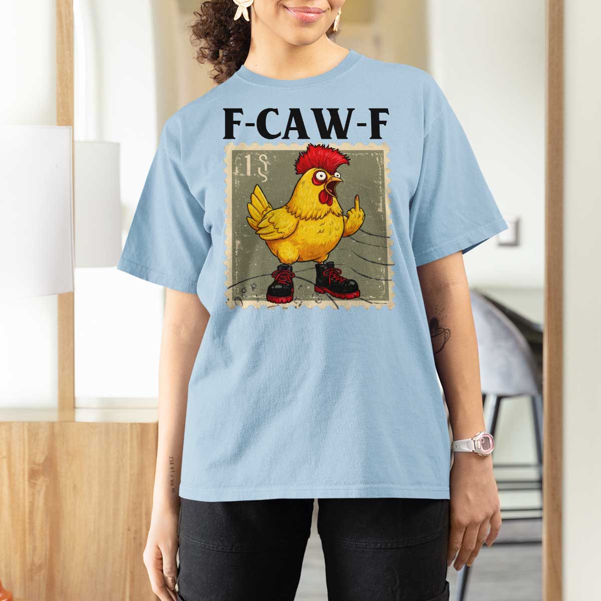 F Caw F Screaming Chicken T Shirt For Women Metal Heavy Punk Rock Music - Wonder Print Shop