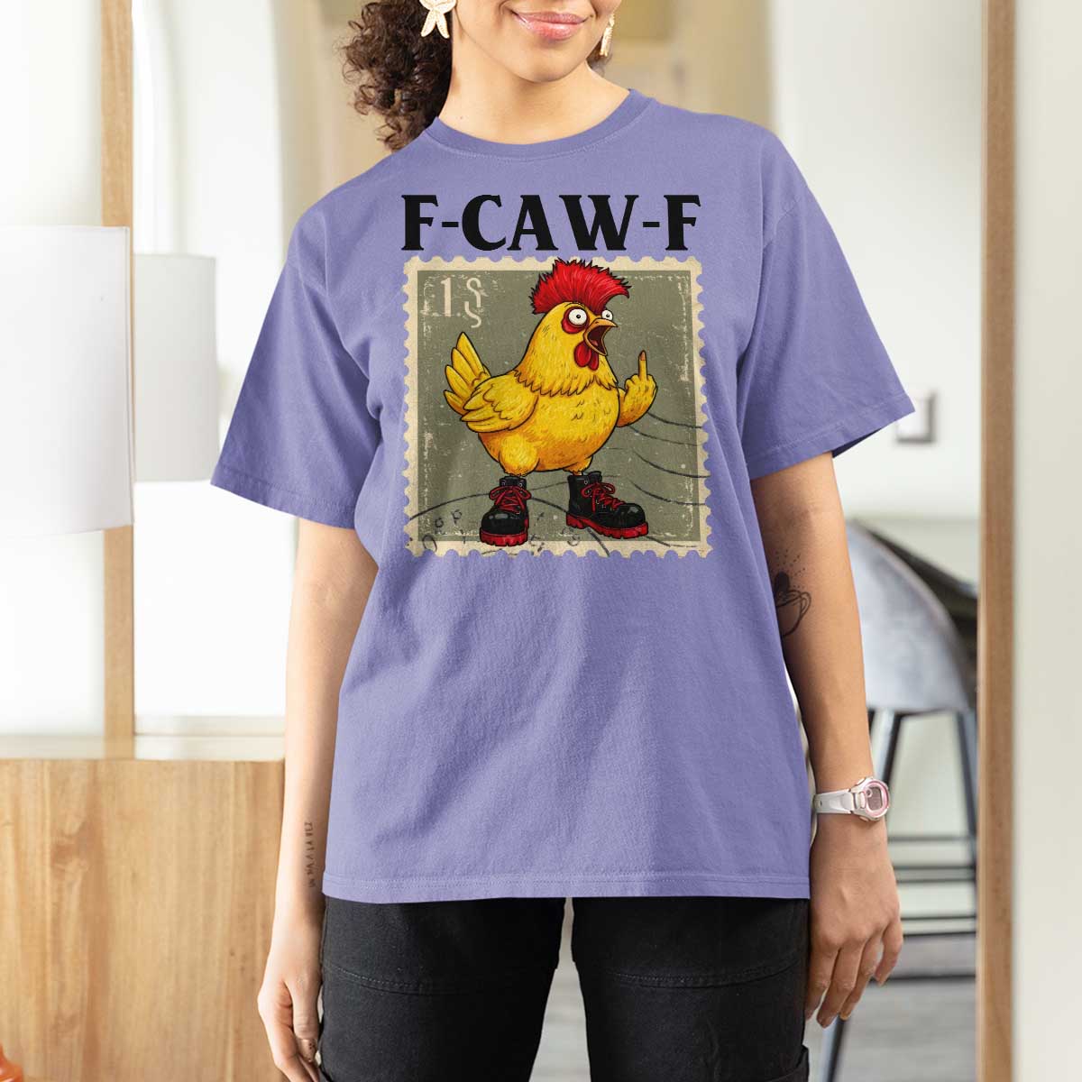 F Caw F Screaming Chicken T Shirt For Women Metal Heavy Punk Rock Music - Wonder Print Shop