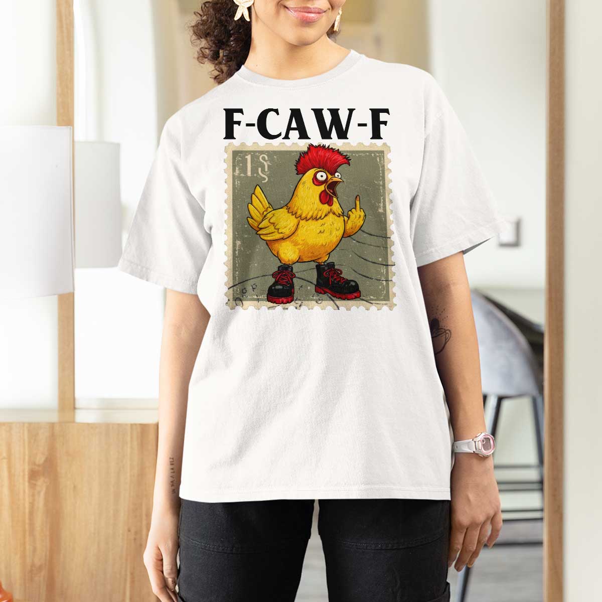 F Caw F Screaming Chicken T Shirt For Women Metal Heavy Punk Rock Music - Wonder Print Shop
