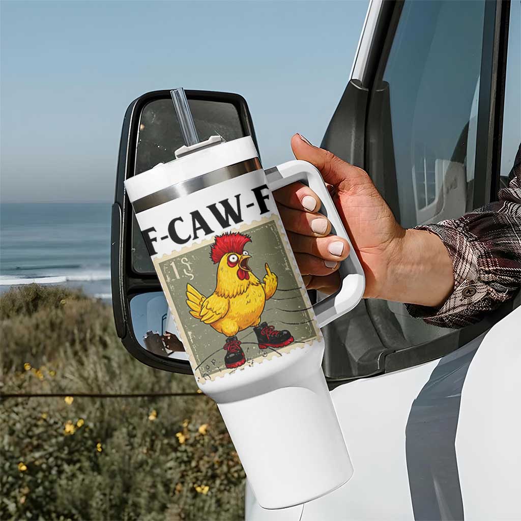 F Caw F Screaming Chicken Tumbler With Handle Metal Heavy Punk Rock Music - Wonder Print Shop
