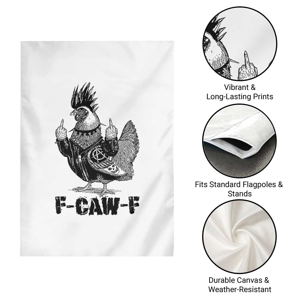 F Caw F Screaming Chicken Garden Flag Metal Heavy Punk Rock Music Lovers - Wonder Print Shop