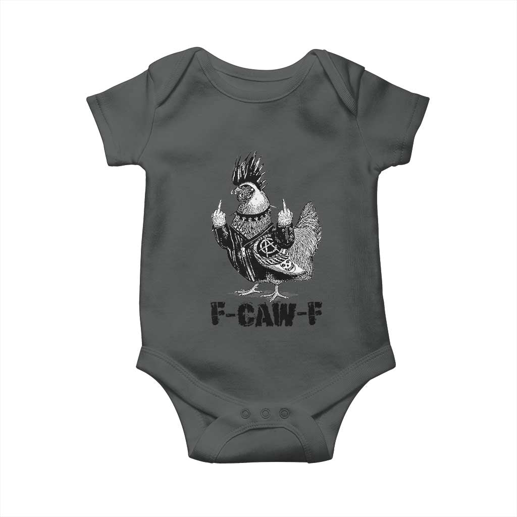 F Caw F Screaming Chicken Baby Onesie Metal Heavy Punk Rock Music Lovers - Wonder Print Shop