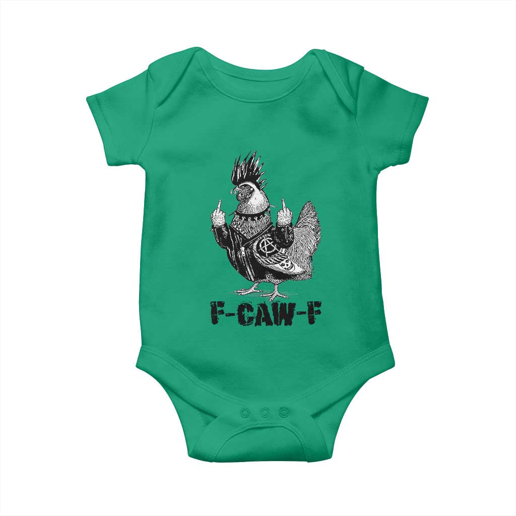 F Caw F Screaming Chicken Baby Onesie Metal Heavy Punk Rock Music Lovers - Wonder Print Shop