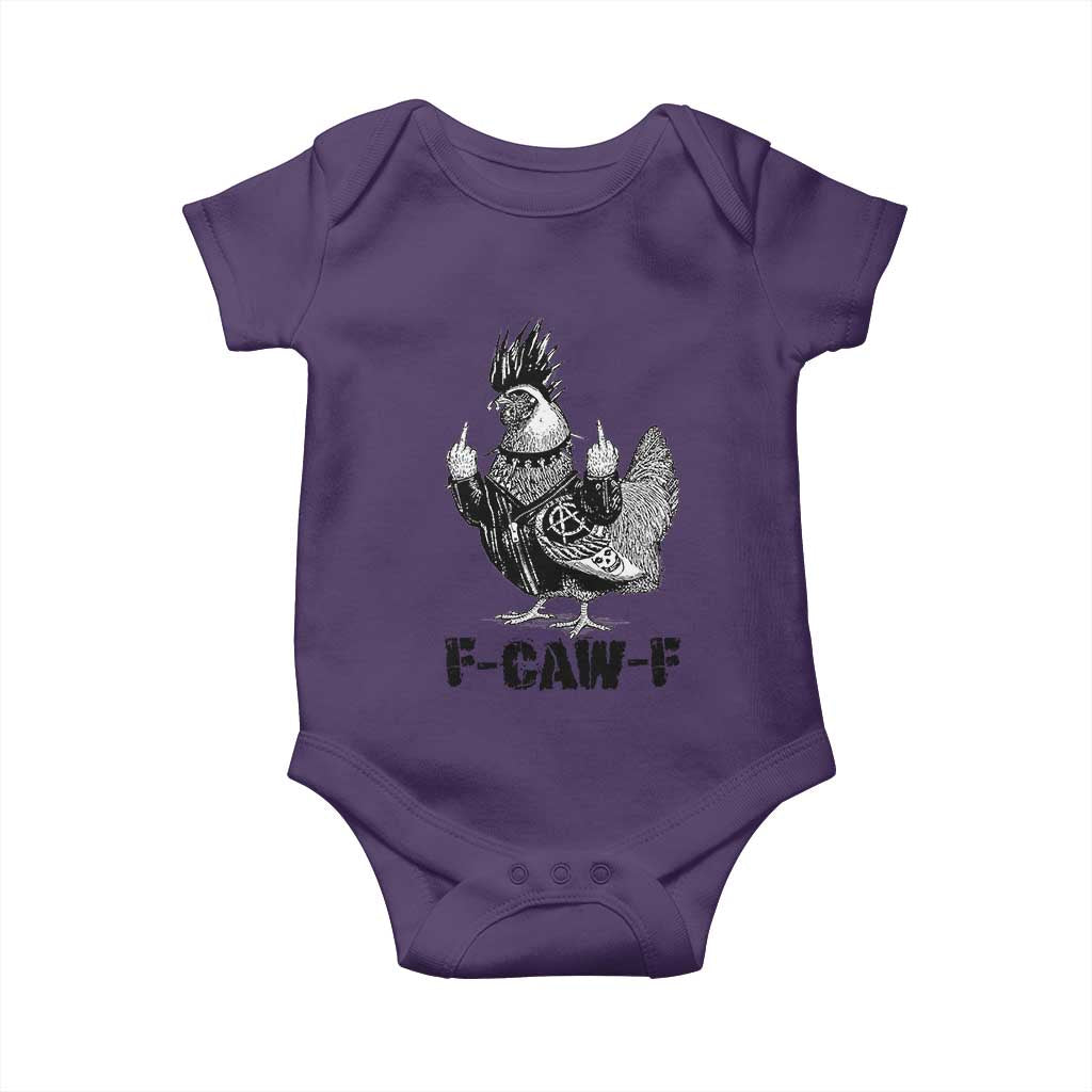 F Caw F Screaming Chicken Baby Onesie Metal Heavy Punk Rock Music Lovers - Wonder Print Shop
