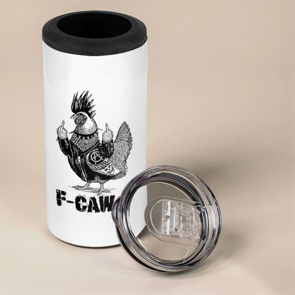 F Caw F Screaming Chicken 4 in 1 Can Cooler Tumbler Metal Heavy Punk Rock Music Lovers - Wonder Print Shop