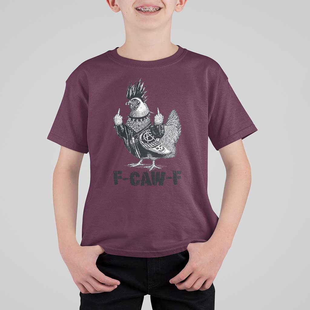 F Caw F Screaming Chicken T Shirt For Kid Metal Heavy Punk Rock Music Lovers - Wonder Print Shop