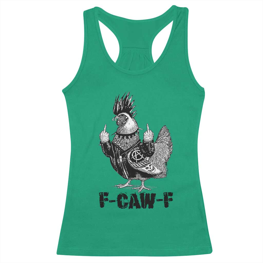 F Caw F Screaming Chicken Racerback Tank Top Metal Heavy Punk Rock Music Lovers - Wonder Print Shop