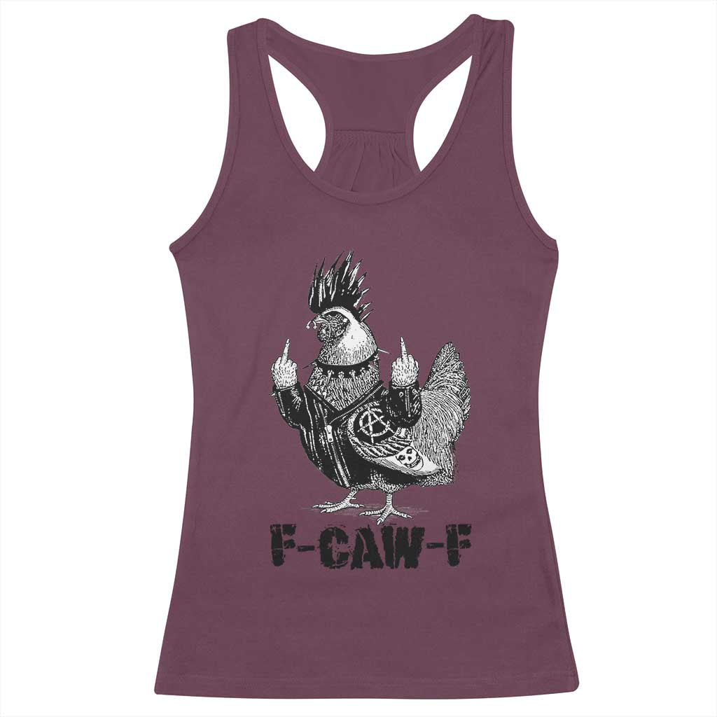 F Caw F Screaming Chicken Racerback Tank Top Metal Heavy Punk Rock Music Lovers - Wonder Print Shop
