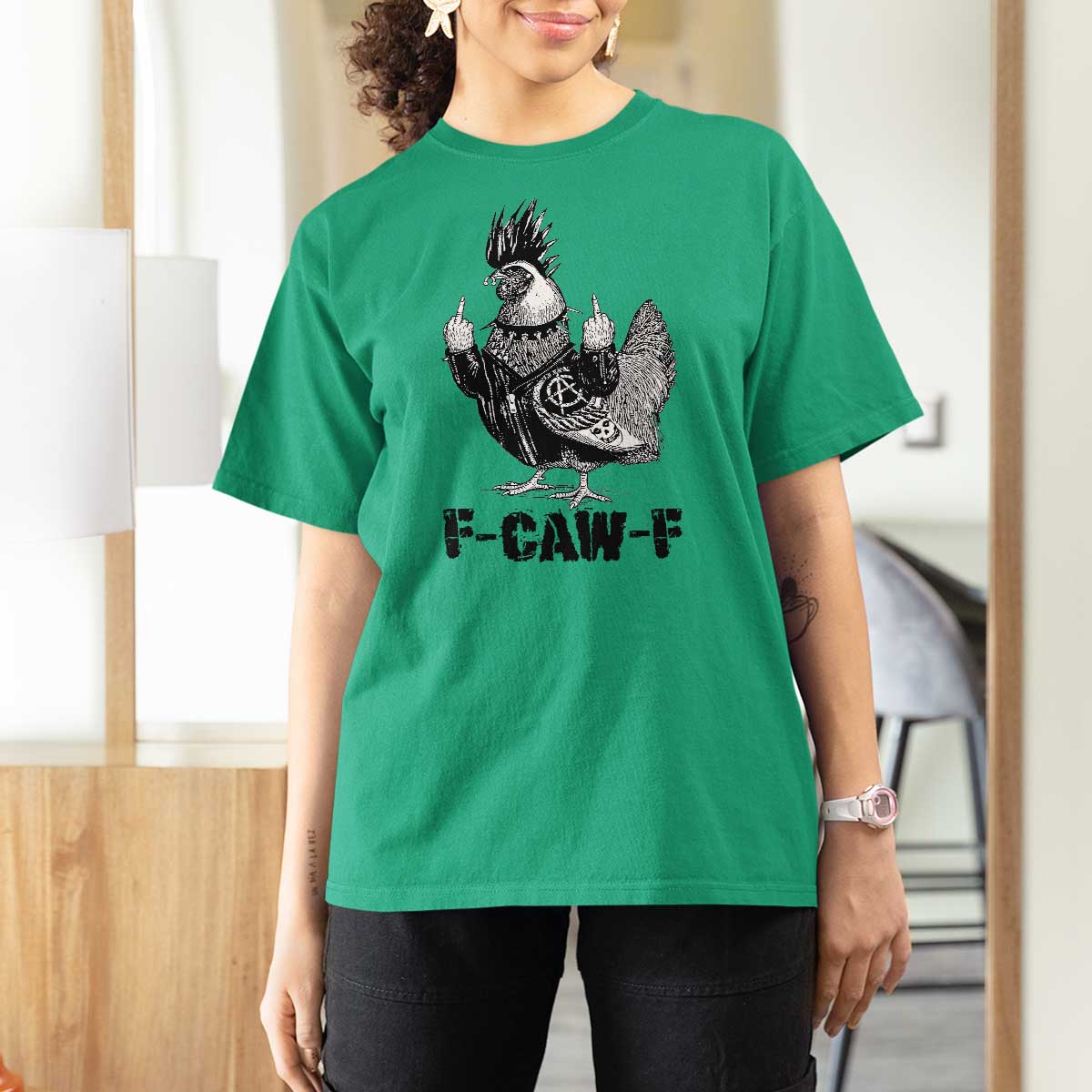 F Caw F Screaming Chicken T Shirt For Women Metal Heavy Punk Rock Music Lovers - Wonder Print Shop