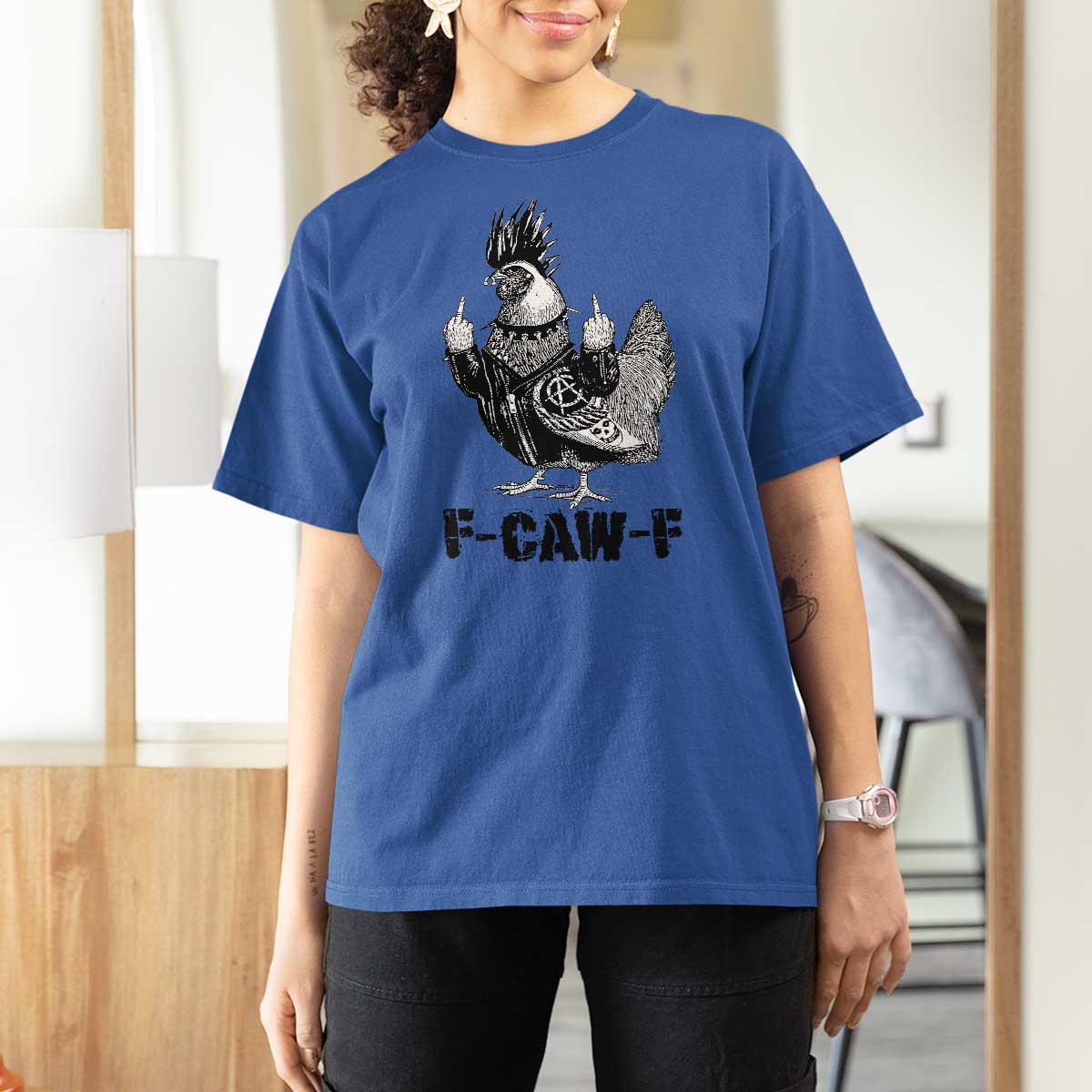 F Caw F Screaming Chicken T Shirt For Women Metal Heavy Punk Rock Music Lovers - Wonder Print Shop