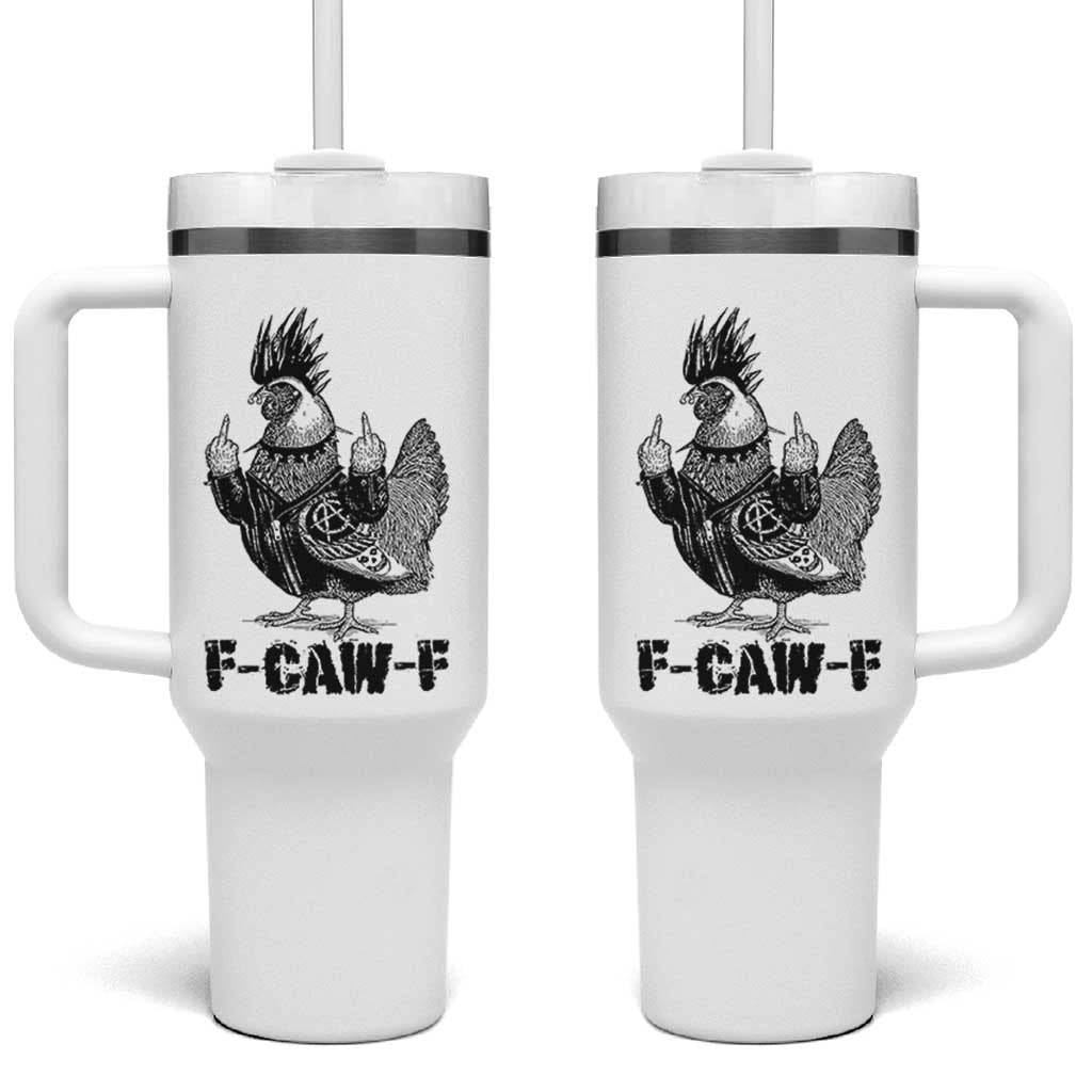 F Caw F Screaming Chicken Tumbler With Handle Metal Heavy Punk Rock Music Lovers - Wonder Print Shop
