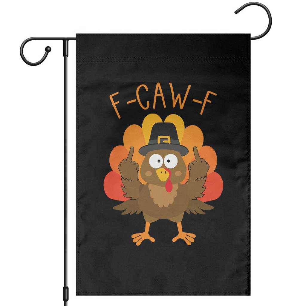 F-Caw-F Funny Turkey Garden Flag Happy Thanksgiving Day Family Dinner - Wonder Print Shop