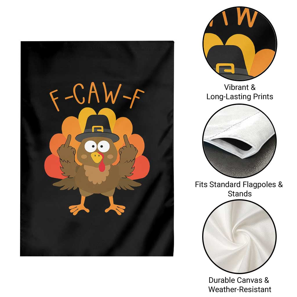 F-Caw-F Funny Turkey Garden Flag Happy Thanksgiving Day Family Dinner - Wonder Print Shop