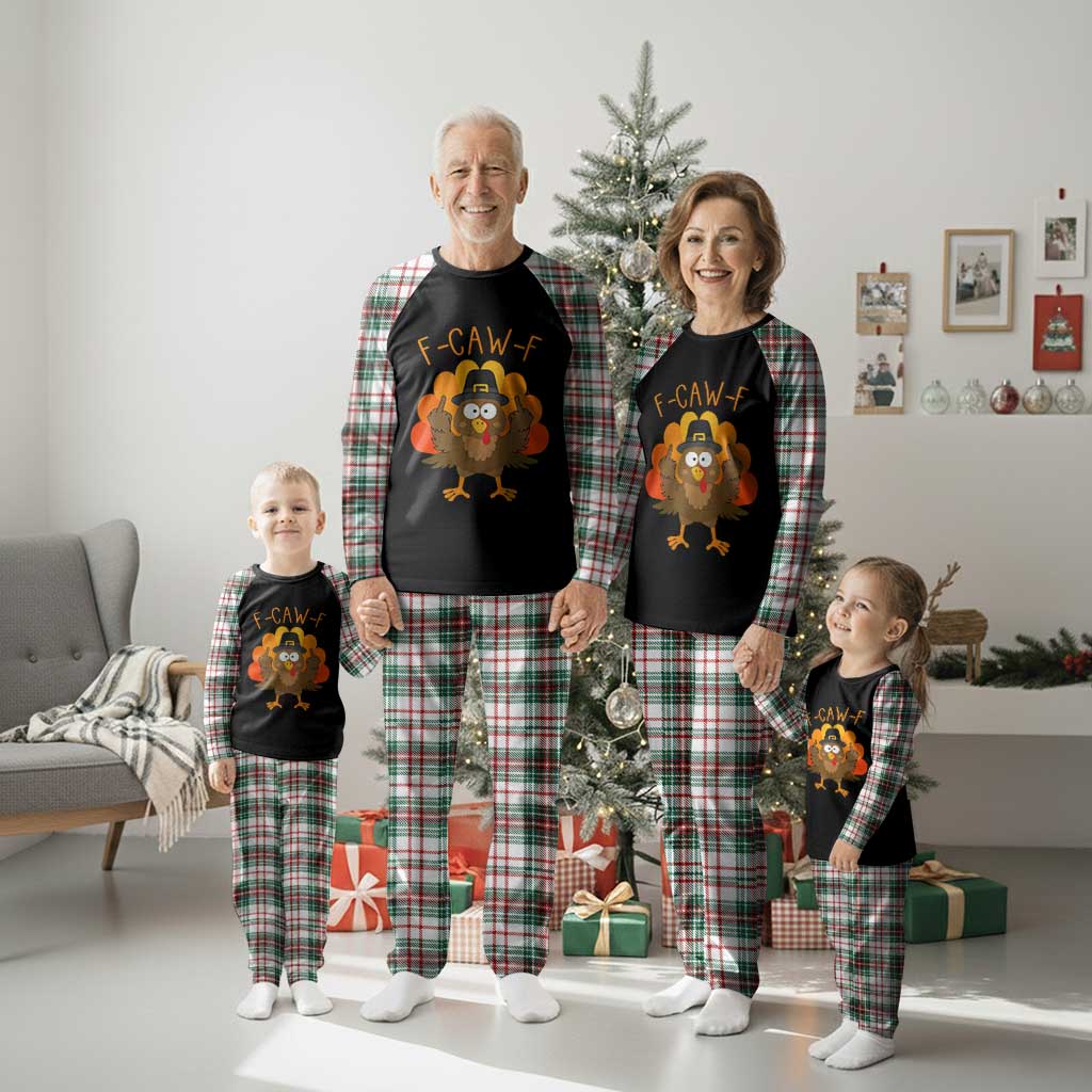 F-Caw-F Funny Turkey Plaid Pajama Set Happy Thanksgiving Day Family Dinner - Wonder Print Shop