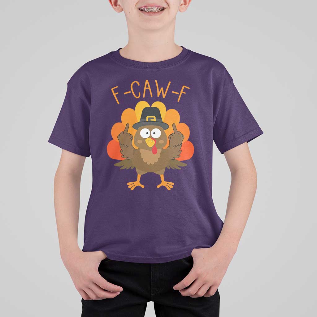 F-Caw-F Funny Turkey T Shirt For Kid Happy Thanksgiving Day Family Dinner - Wonder Print Shop